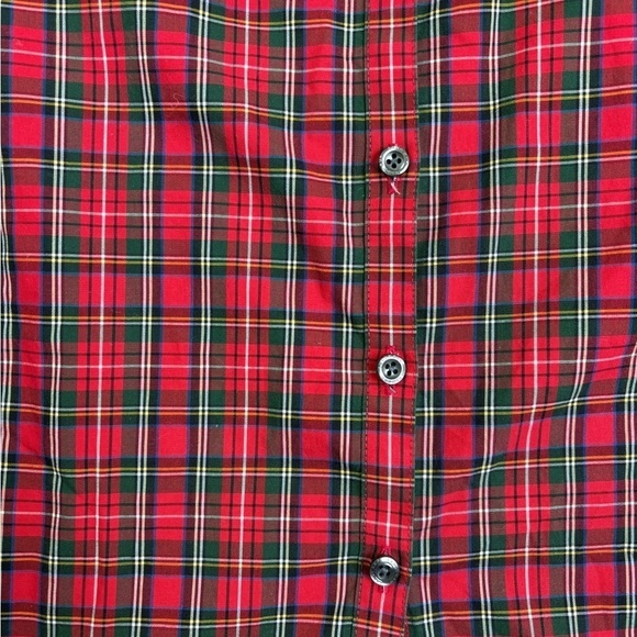 ⭐️LANDS END Red Plaid Supima Cotton Button-Up Shirt - Picture 3 of 4